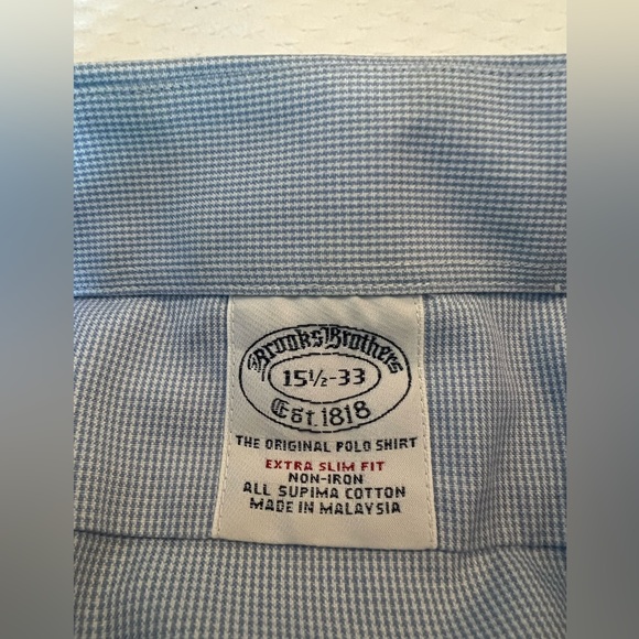 Brooks Brothers Extra Slim Fit Blue Dress Shirt 15.5-33 - Picture 1 of 4